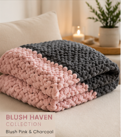 💕Blush Haven Handmade Chunky Knit Blanket