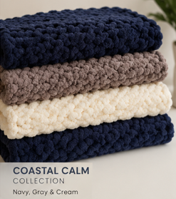 🌊Coastal Calm Handmade Chunky Knit Blankets