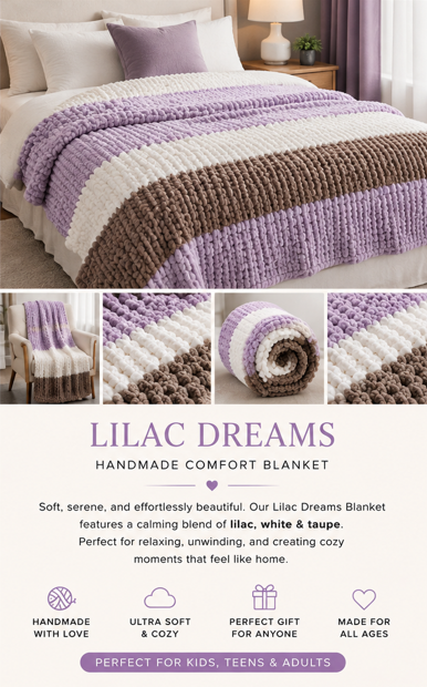 💜Lilac Dreams Handmade Chunky Knit Blankets
