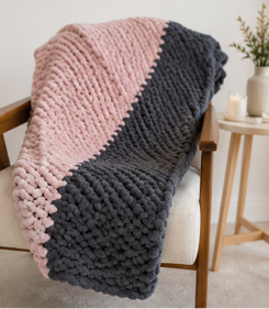 💕Blush Haven Handmade Chunky Knit Blanket