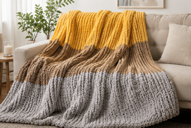 🌞Sunlit Horizon Handmade Chunky Knit Blanket