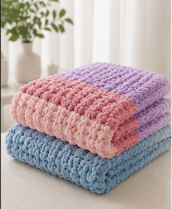 🍭 Blush Cotton Candy Handmade Chunky Knit Blankets
