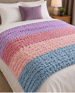 🍭 Blush Cotton Candy Handmade Chunky Knit Blankets