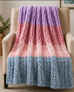 🍭 Blush Cotton Candy Handmade Chunky Knit Blankets