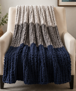 🪨 Coastal Sone Handmade Chunky Knit Blanket