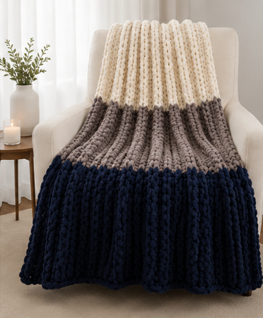 🌊Coastal Calm Handmade Chunky Knit Blankets