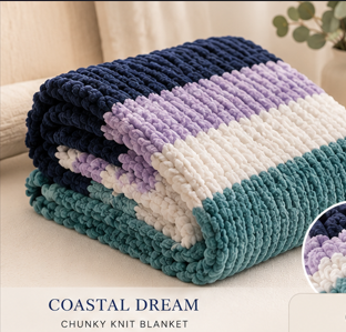 ☁️Coastal Dream Handmade Chunky Knit Blankets