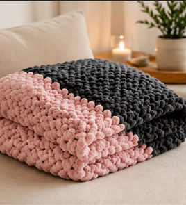 💕Blush Haven Handmade Chunky Knit Blanket