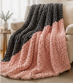 💕Blush Haven Handmade Chunky Knit Blanket