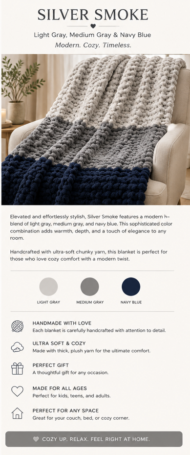🪨 Coastal Sone Handmade Chunky Knit Blanket